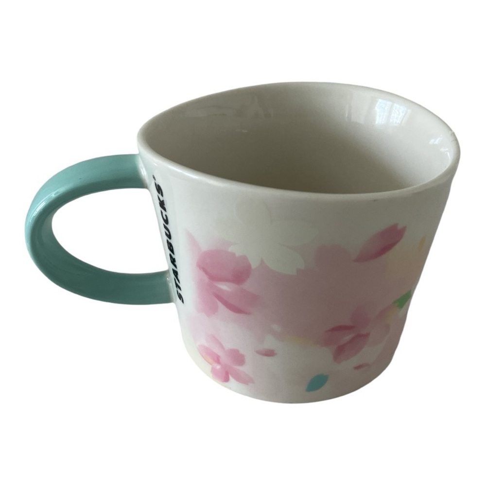 Starbucks Japan  Sakura 2020 Cherry Blossom 12 Oz Mug Teal Handle 12 Oz - Picture 3 of 5